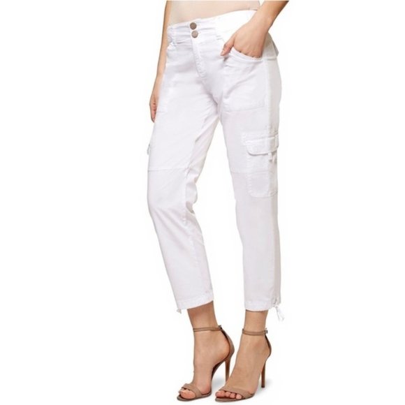 Sanctuary Pants - Sanctuary White Cropped Cargo Pants
